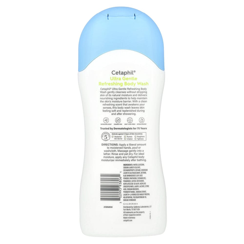 Cetaphil Ultra Gentle Refreshing Body Wash, Refreshing Scent, 16.9 Fl Oz (500ml)