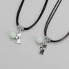 2pcs Heart Cross Cat Pendant Necklace Couple Black Rope Choker Necklace Jewelry