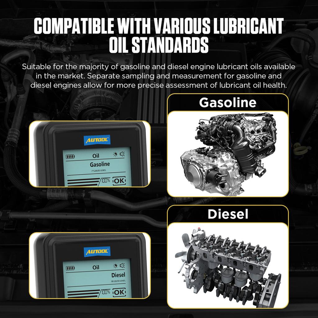 AUTOOL Engine Oil Tester with Digital Display for Auto Check Gasoline & Diesel Car Engine POA Oil Quality Repair Tools AS503