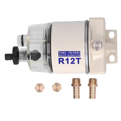 Deniz Tipi Geçmeli Yakıt Filtresi Su Ayırıcı 30 GPH Akış Hızı Kendinden Tahliyeli Tahliye R12T Yedek