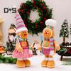Christmas Gingerbread Doll Ornaments Extendable Leg Plush Doll with Scarf Stuffed Cooking Gingerbread Figure for Christmas Tree Fireplace Decor