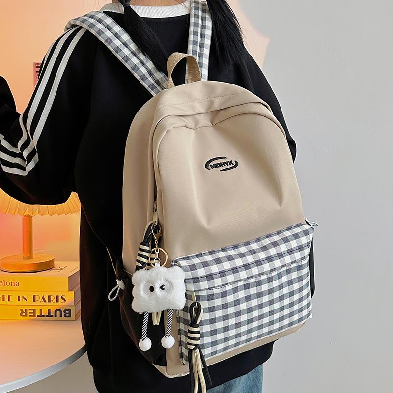Children's school bag Elementary school girl Junior high school student plaid backpack Fashion backpack
