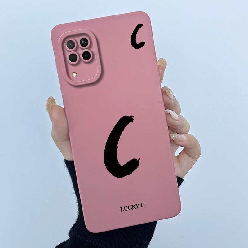 For Huawei Nova 7i Case Cover Lucky Initial Letter Liquid Soft Silicone Phone Bumper for Huawei P40 Lite Nova7i JNY-LX2 Casing