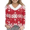 Christmas Day Girls Long Sleeve T Shirts Kids  Girls' V-Neck Tee Christmas Print Long Sleeve Top