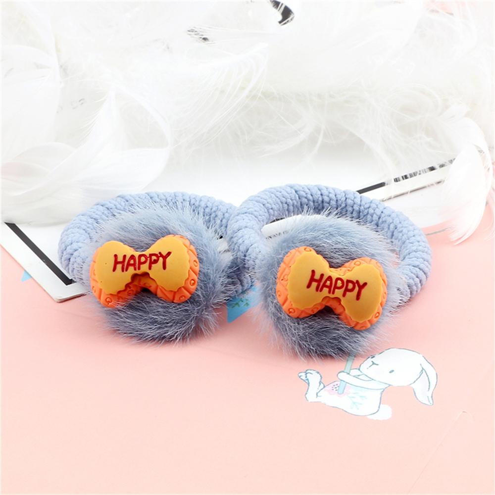 2PCS Sweet Colorful Hair Bands for Kids Girls Furry Fruits Bowknot Heart Winter Hair Ties Elastic Headband Hair Accessories Gift