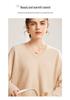 Women's V-Neck Cashmere Pullover Sweater - Loose Fit, Long Sleeve, Versatile for Autumn & Winter.
