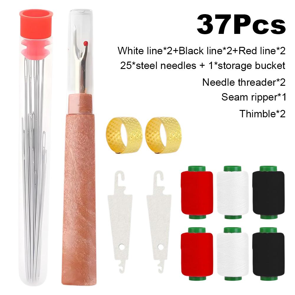 31/34/37PCS Sewing Kits DIY Multi-function Sewing Box Set Big Eye Steel Needles for Hand Quilting Stitching Embroidery Thread