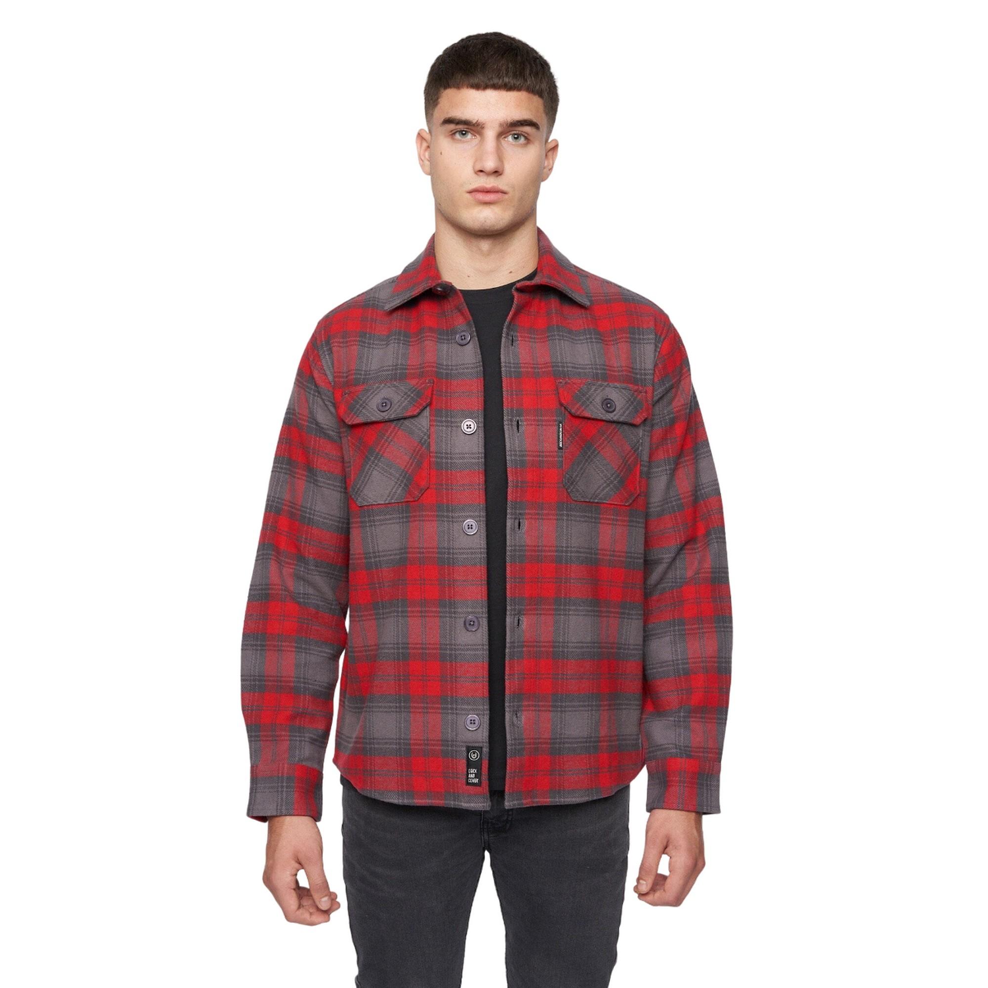 Duck and Cover Sobrecamisa a cuadros Willington para hombre S rojo