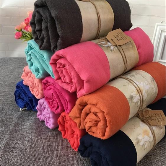 Korean Four Seasons Cotton Linen Women's Scarf: Solid Color Literary Shawl & Extra Long Beach Silk Scarf