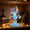 Creepy Spider Tree for Holiday Lighted Halloween Spooky Dead Tabletop Decor Ghost Face Haunted Glowing Skeleton Bat Ornaments with Pumpkin LED String