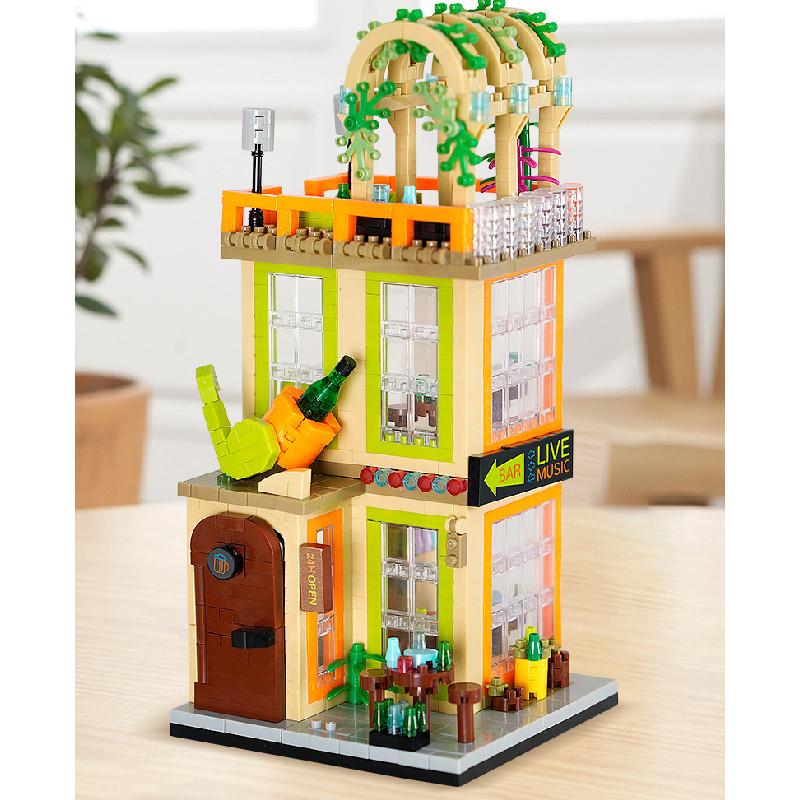 Music Dessert Shop Bar Scene Assembly Building Block Model Ornament Desktop