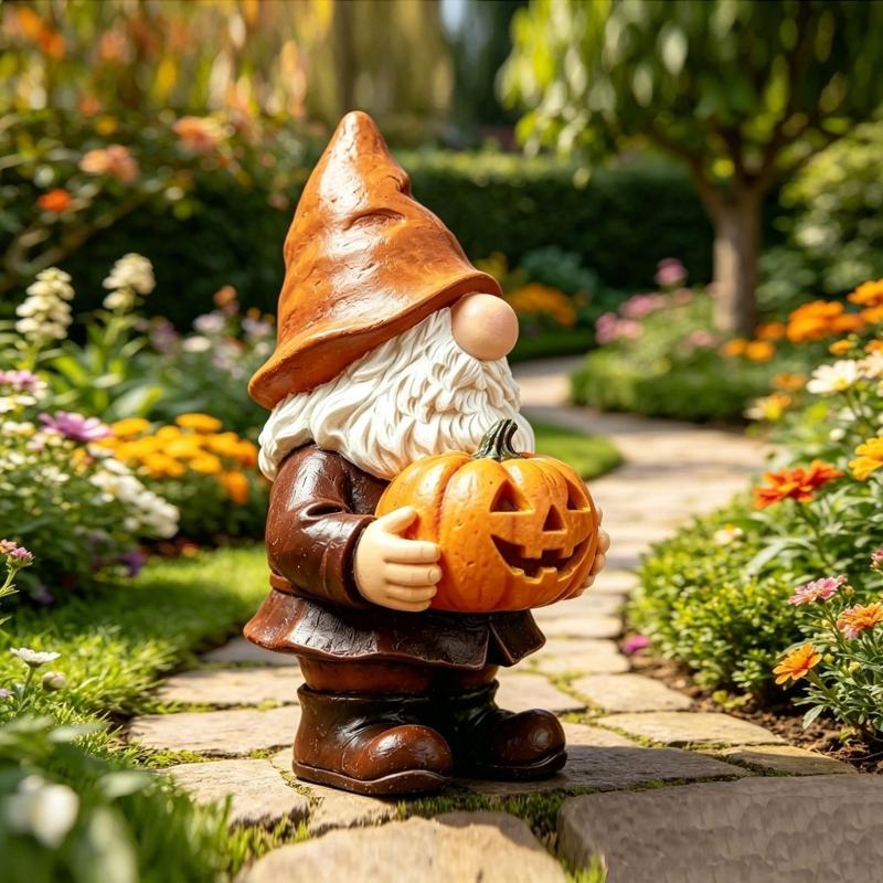 Entryway And Shelf Holiday Statue Accent, Fall Harvest Character Figure for Garden, Lawn, Flower Bed, and Single Piece Home Placement