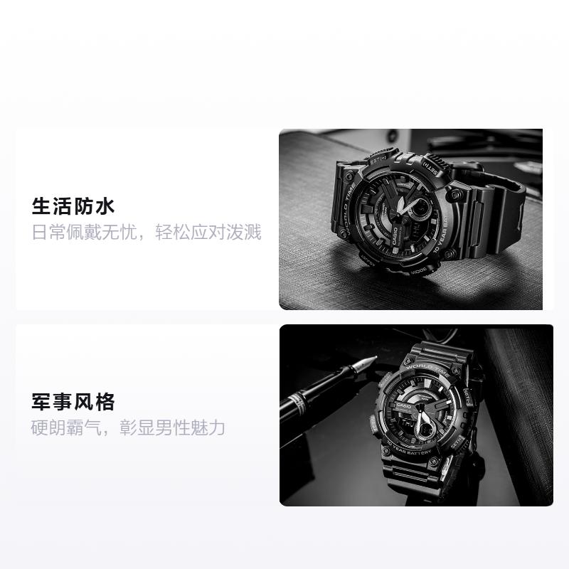 

CASIO YOUTH series-disc dual display Little Black Samurai Quartz resin strap men s watch black dial AEQ-110W-1B чёрный