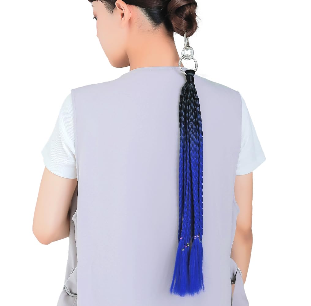 Ponytail Ring Braided Point Wig BKxBL. Black x Blue wgt817BKxBL