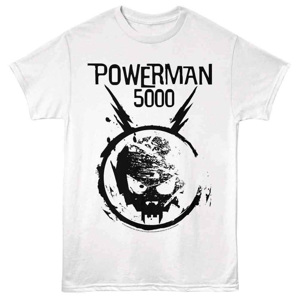 Powerman 5000 - Space Skull Logo - Adult Unisex Short Sleeve T-Shirt - White 4XL