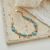 Stainless Steel Fresh Blue Beaded Necklace Women's Niche Design Sense Multi-layer Stacked Temperament Collarbone Chain