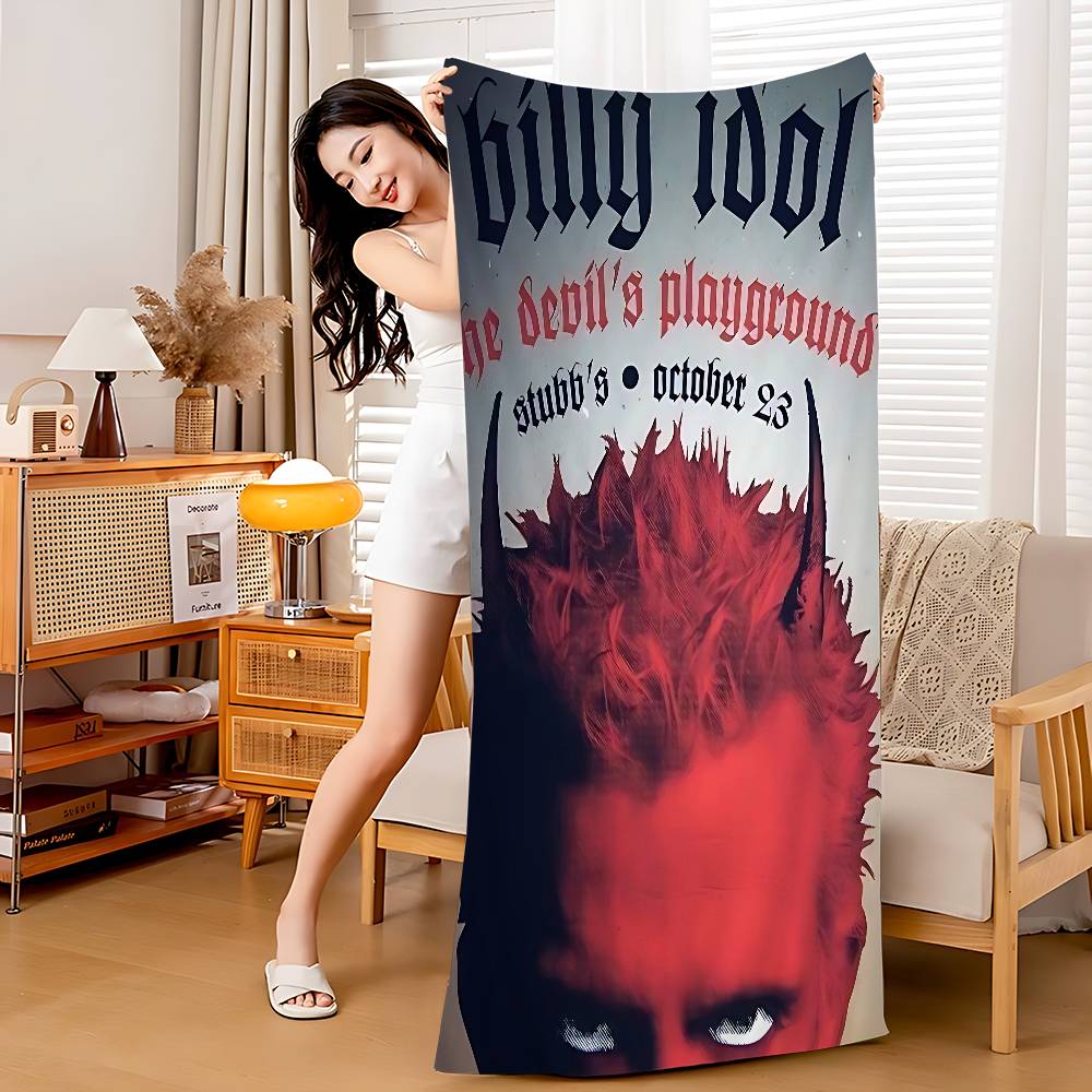 

Rock Singer B-Billy I-Idol Beach Towel Colorful Bath Towels For Girl Microfiber Quick Dry Sand Free Beach Yoga Spa Gym W30*H60(CM)