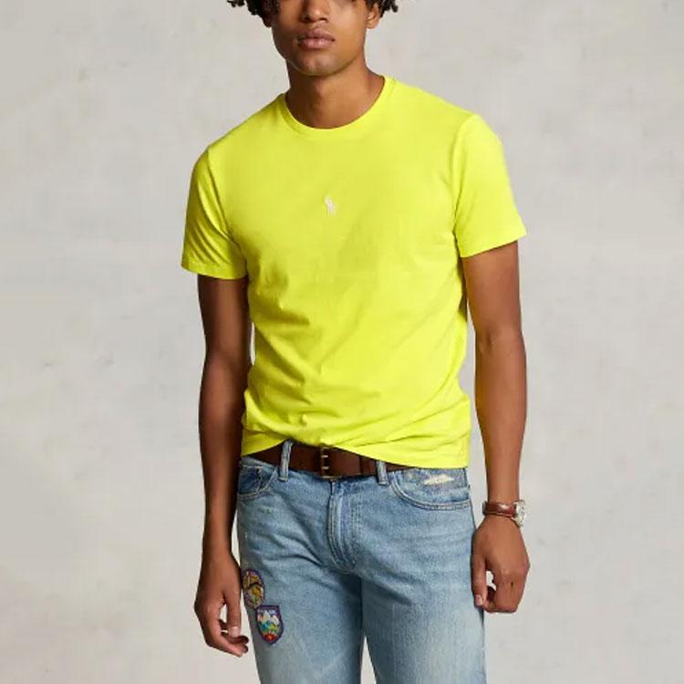 Polo Ralph Lauren SS23 Solid Color Embroidered Crew Neck Knit Short Sleeve T-Shirt Men Tops Yellow MNPOTSH1N821576-700