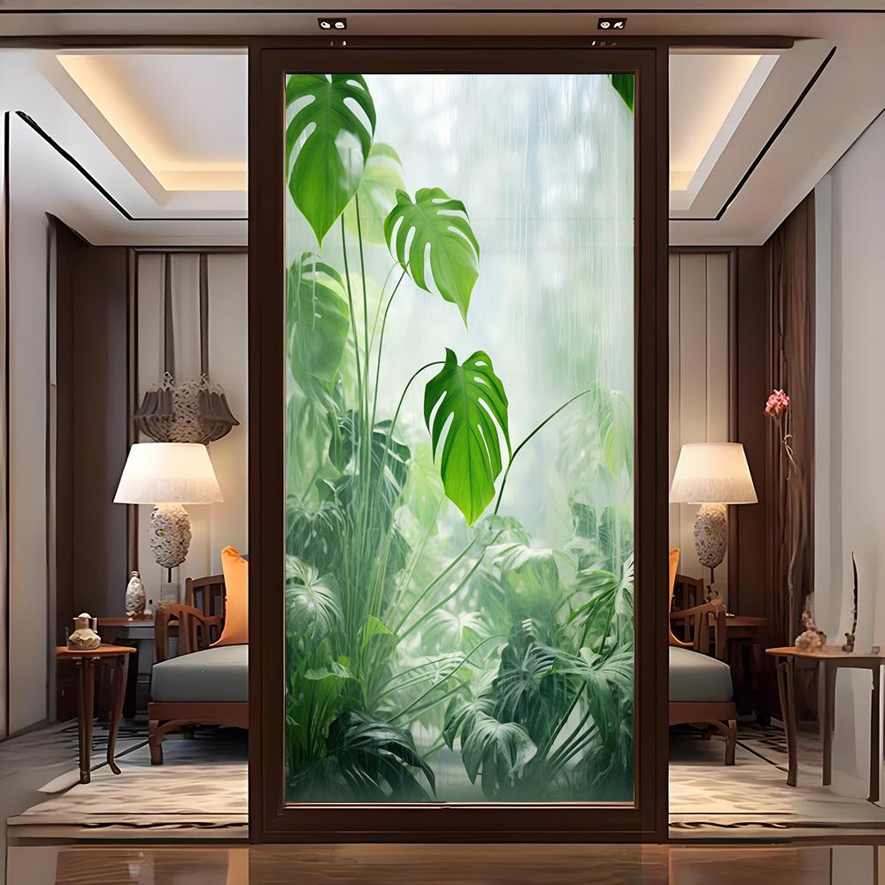 Privacy Window Film Leaves Decorative Static Cling Window Film Frosted Glue Free Glass Window Sticker for Home Decor 20