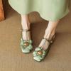 Fashion 2024 Hot Selling New Spring and Autumn Women's High Heels Women's Round Toe Low Heels Flower Mary Jane Shoes Sweet Women's Shoes