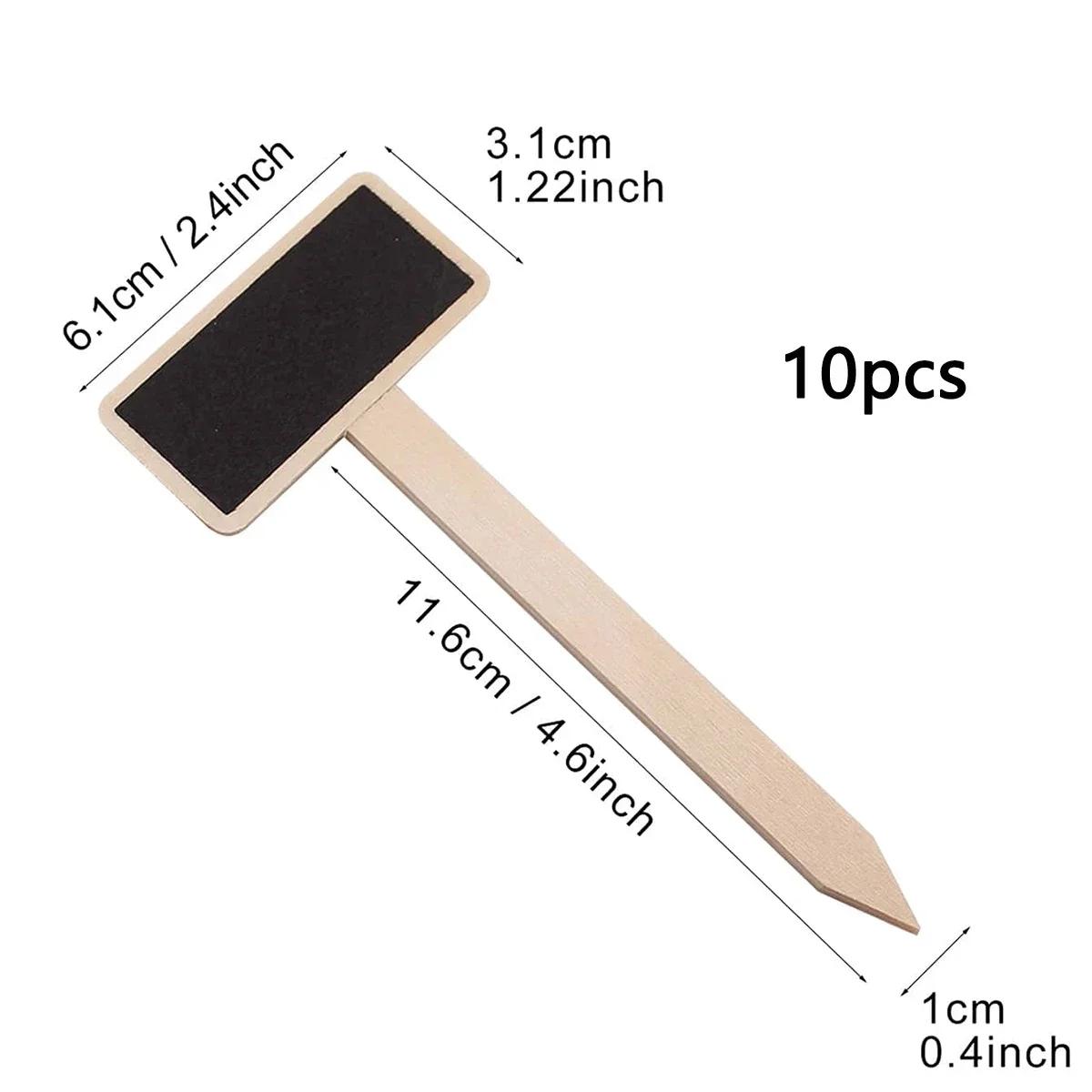 

10PCS Rustic Wooden Plant Labels, T-Shaped Garden Signs - Blackboard Message Board, Floor Mount