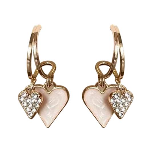 

Сережки-підвіски Серце для жінок, сережки-краплі Серце з камінням, блискучі сережки, подарунок на День святого Валентина, річницю для неї білий