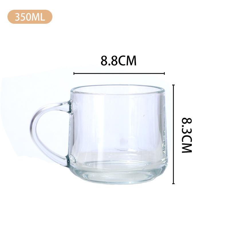 Amber Handle Glass Mug - 350ml Transparent Coffee & Tea Cup with Creative Design 350ml прозрачный
