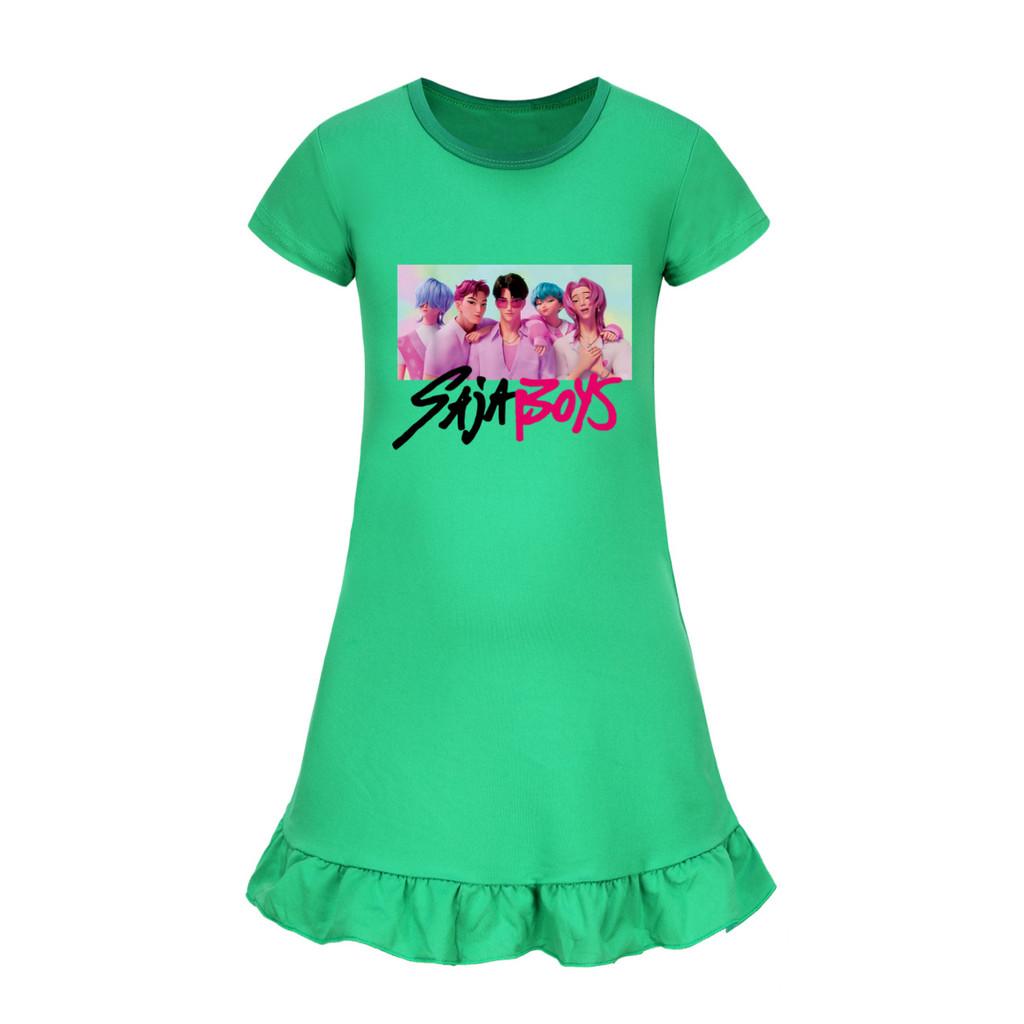 5028 Kids Girls Sajaboys Mira Zoey Rumi Printed Ruffle Short Sleeves Casual Dress