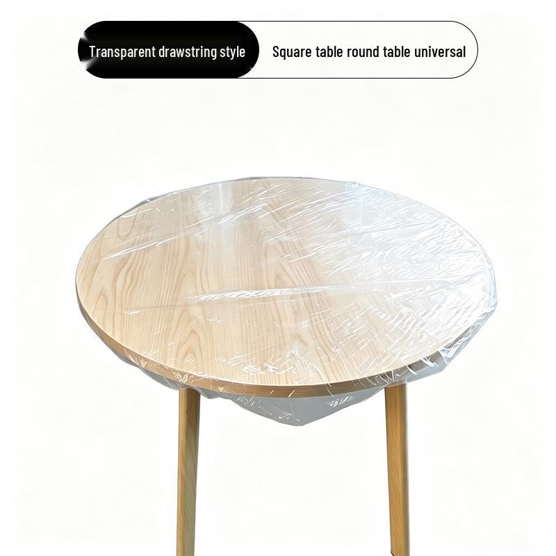 Elastic Disposable Transparent Tablecloth - Oil-proof, Wash-free, Wear-resistant, Thickened PE Plastic for Round or Square Tables