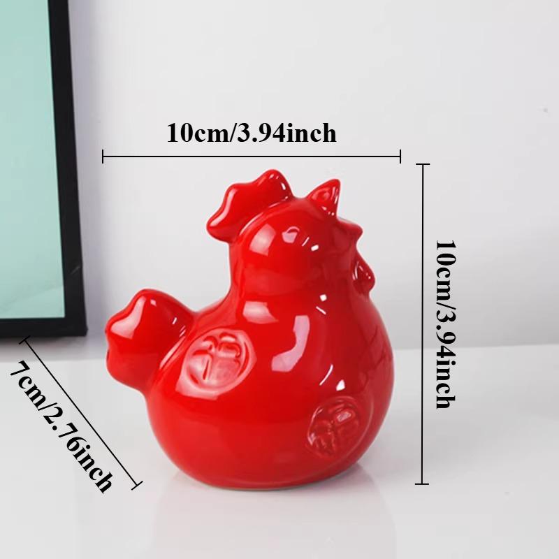 1pc Ceramic Zodiac Rooster Mascot White/Red Rooster Ornament Home Decoration Desktop Animal Ornaments Ceramic Craft Animal