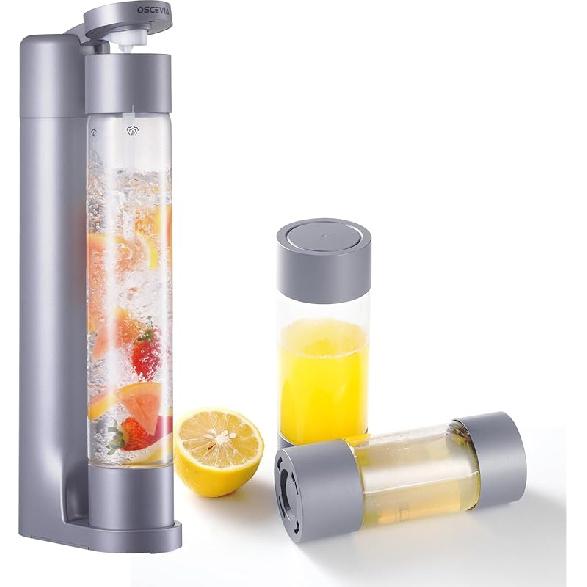 Sparkling Water Machine, Seltzer & Carbonator for Drinks, Soda Steaming Dispenser, Carbonator Machine with 2 BPA Free Bottles, Compatible with