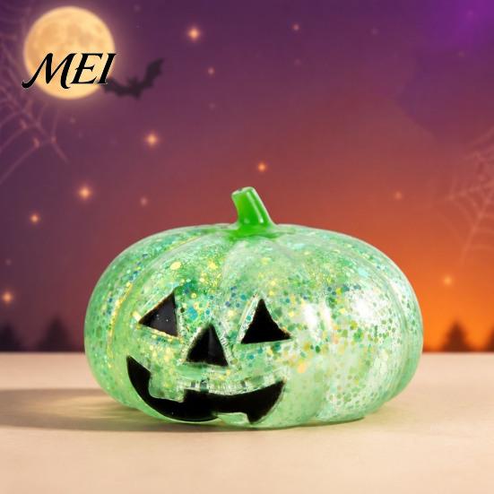 Halloween Stress Relief Balls Glitter Pumpkin Ball, Head Squeeze Toy for Anxiety Tools Relief, Creepy Fidget Party Favors Adults