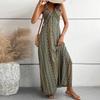 Damen Sommer Ethno Muster Rückenfrei Schlitz am Oberschenkel Kleid Damen Sommerkleidung Boho Mode Rüschenbesatz Langes Kleid für den Strand