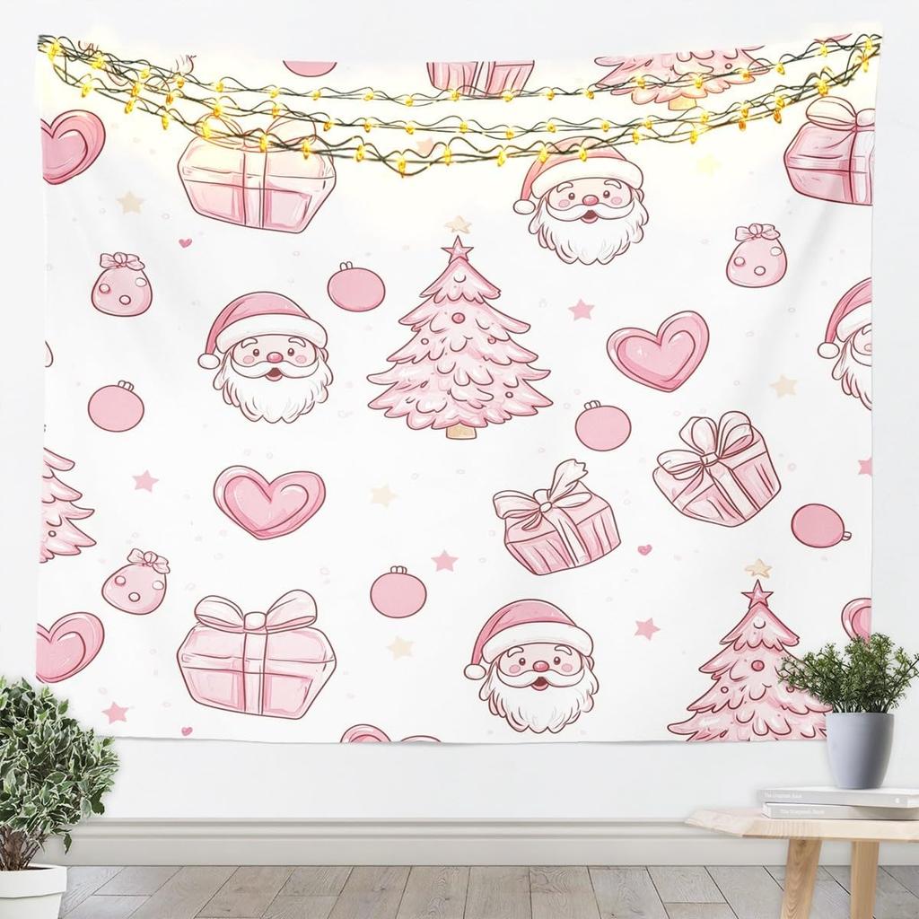 Merry Christmas Tapestry Santa Claus Wall Art for Living Room Bedroom Snowflake Wall Hanging Blanket Holiday Gift Home Decor