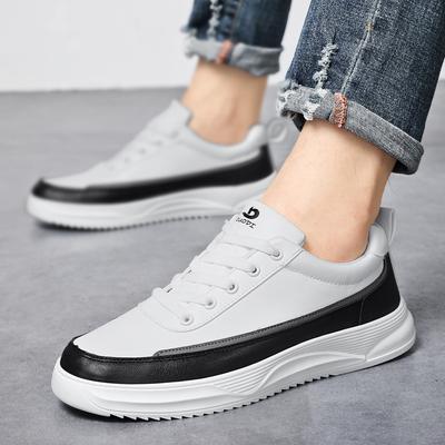 Zapatos de primavera y otoño para hombre, nuevos zapatos casuales de cuero para hombre, zapatos de patineta deportivos transpirables, zapatos de moda de marea blanca pequeña