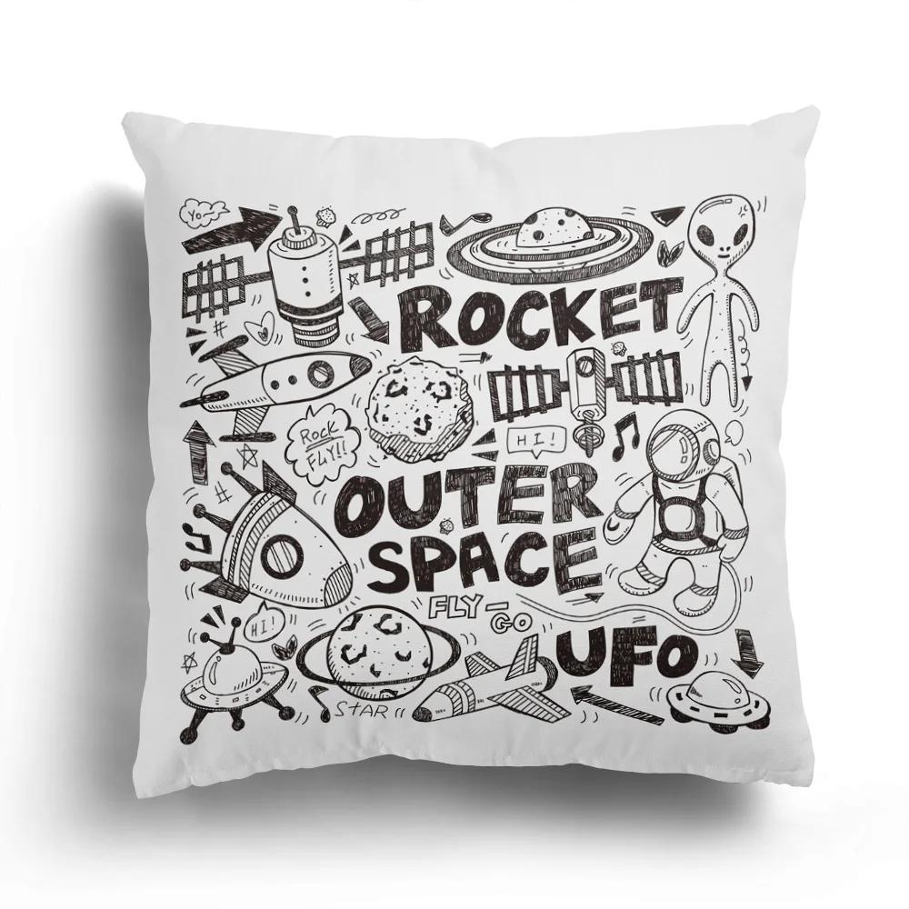 Fashion Black and White Star Astronaut Pillowcase Sofa Cushion Cover Home Living Room Decoration Cartoon Pattern
