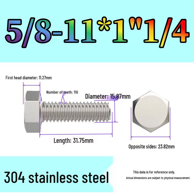 Hongshengda 304 Stainless Steel Imperial Hex Bolt
