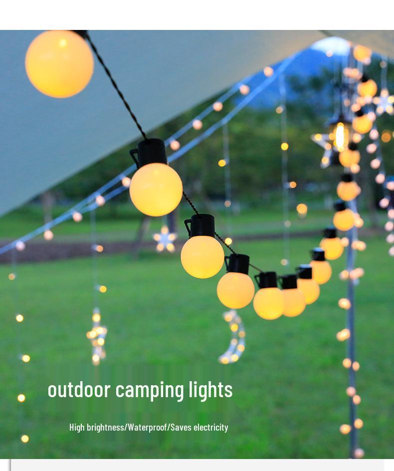 Outdoor LED String Lights - Round Ball Bulbs for Camping, Weddings, Stage, and Parties