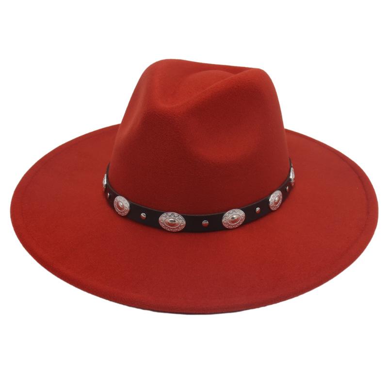 Plus Edge Felt Top Hat Jazz Hat Gentleman Ladies Wind Metal Sheet Hat