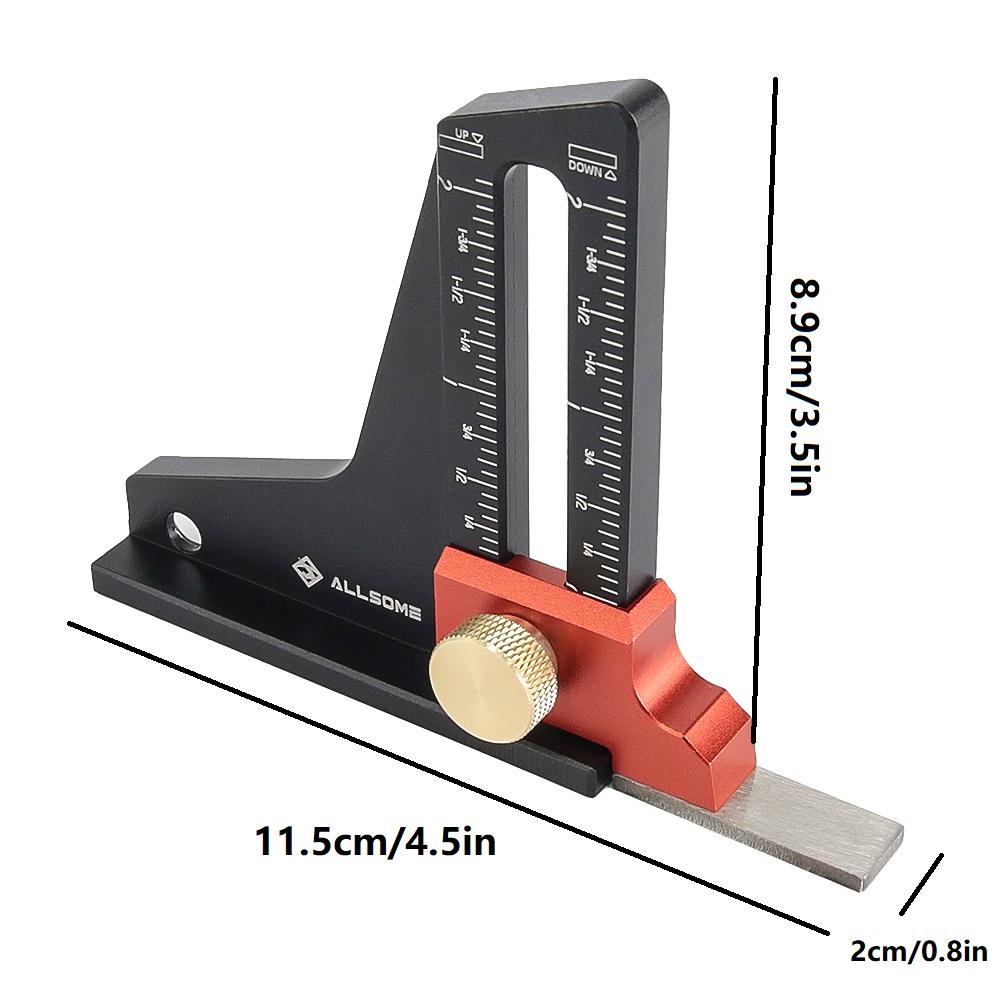 Allsome 1pc Height Gauge Depth Gauge Woodworking Tool Setting Gauge for Table Saw Router Table Drill Press Bandsaw