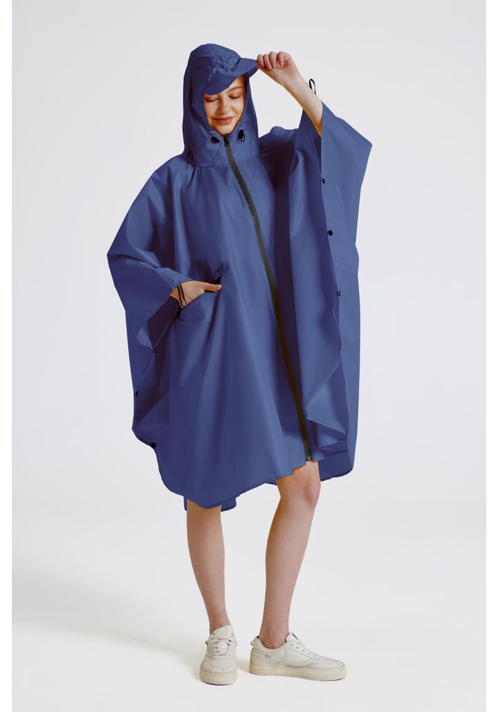 Adult cape raincoat men's and women's light and breathable waterproof zipper outdoor hiking universal poncho portable
