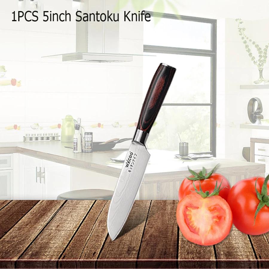 WXCOO Japanese Knife Set with Knife Bag Kitchen Knives Damascus Laser Fish Fillet Meat Cleaver Fruit Peeler Santoku Cutter
