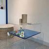 Nordic acrylic sofa living room transparent blue double storage coffee table design bedside table corner table