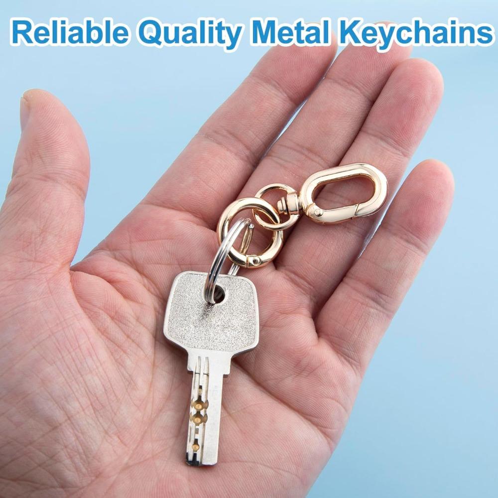 12pcs Double Opening Swivel Clasp Clips Metal Swivel Spring Snap Hooks Key Chain Clip with Key Ring Spring Coil Opening Keychain