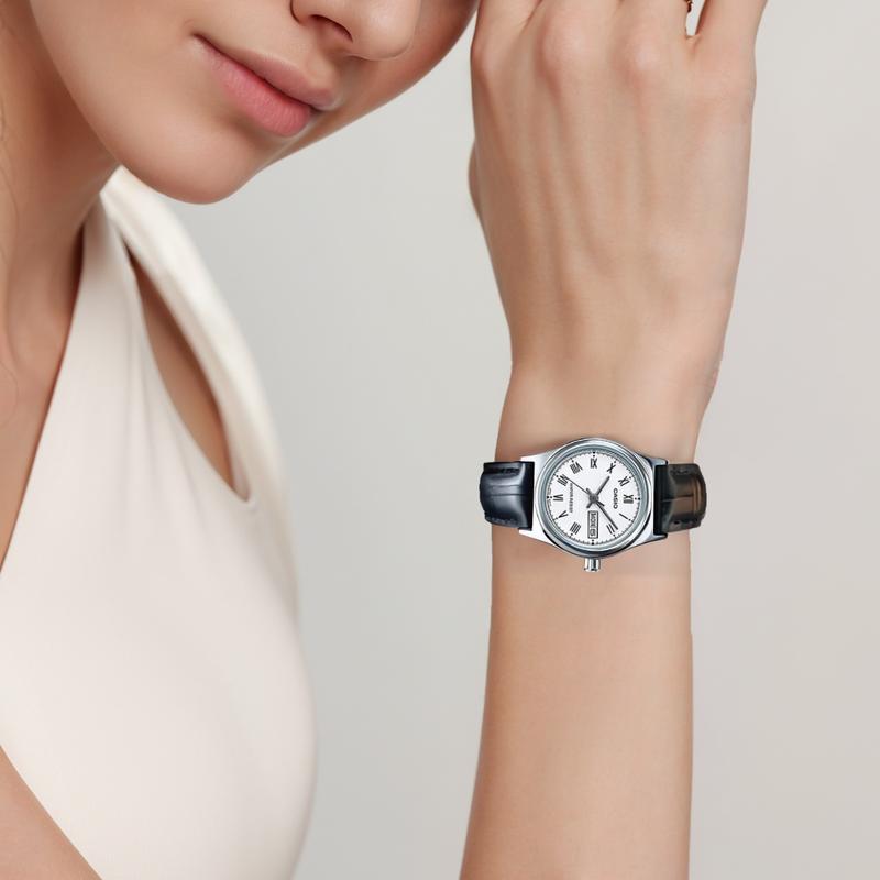 Casio Business Simple Fashion Classic Pointer Roman Scale Date Day Display Small Dial Waterproof Quartz Movement Leather Strap Japanese LTP-V006L-7B