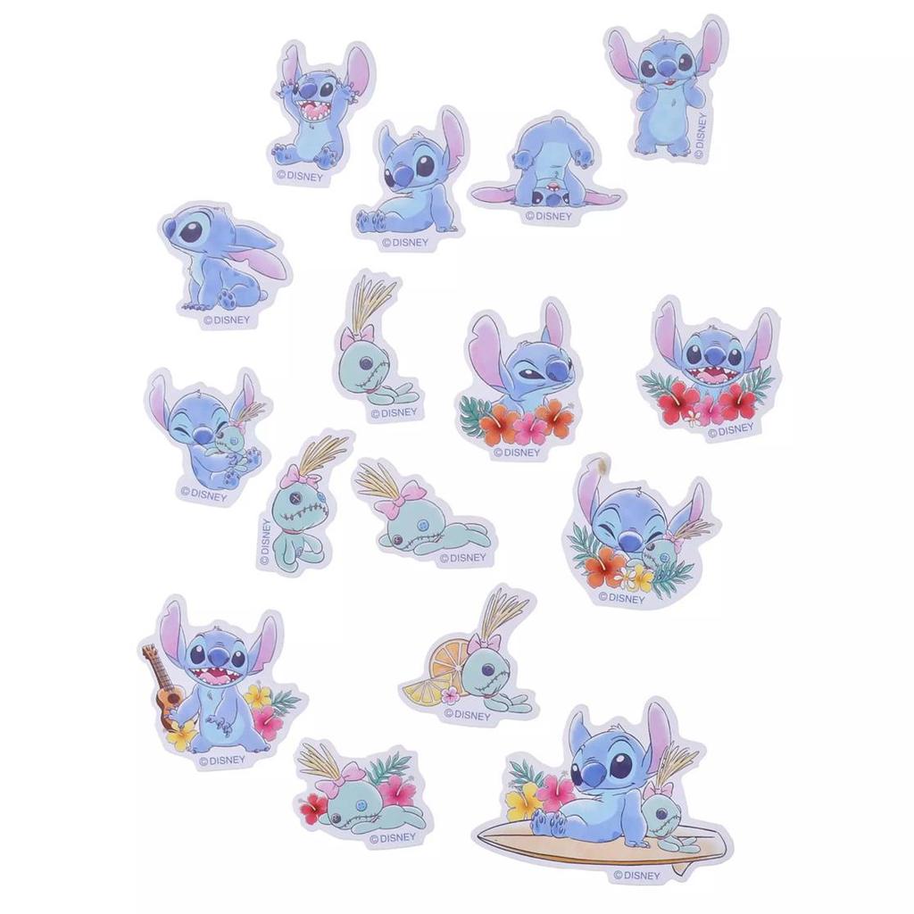 Disney Stitch and Scrump Sticker Flakes In Case with Chain Japan NEW