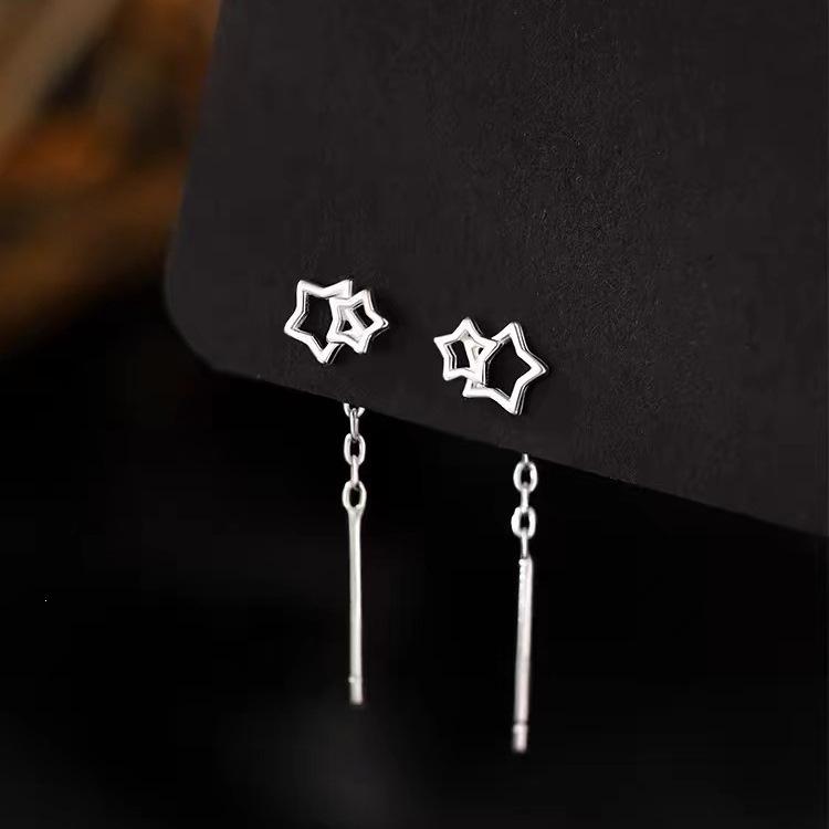 2024 Trendy High-End Sterling Silver Star Threader Earrings for Women