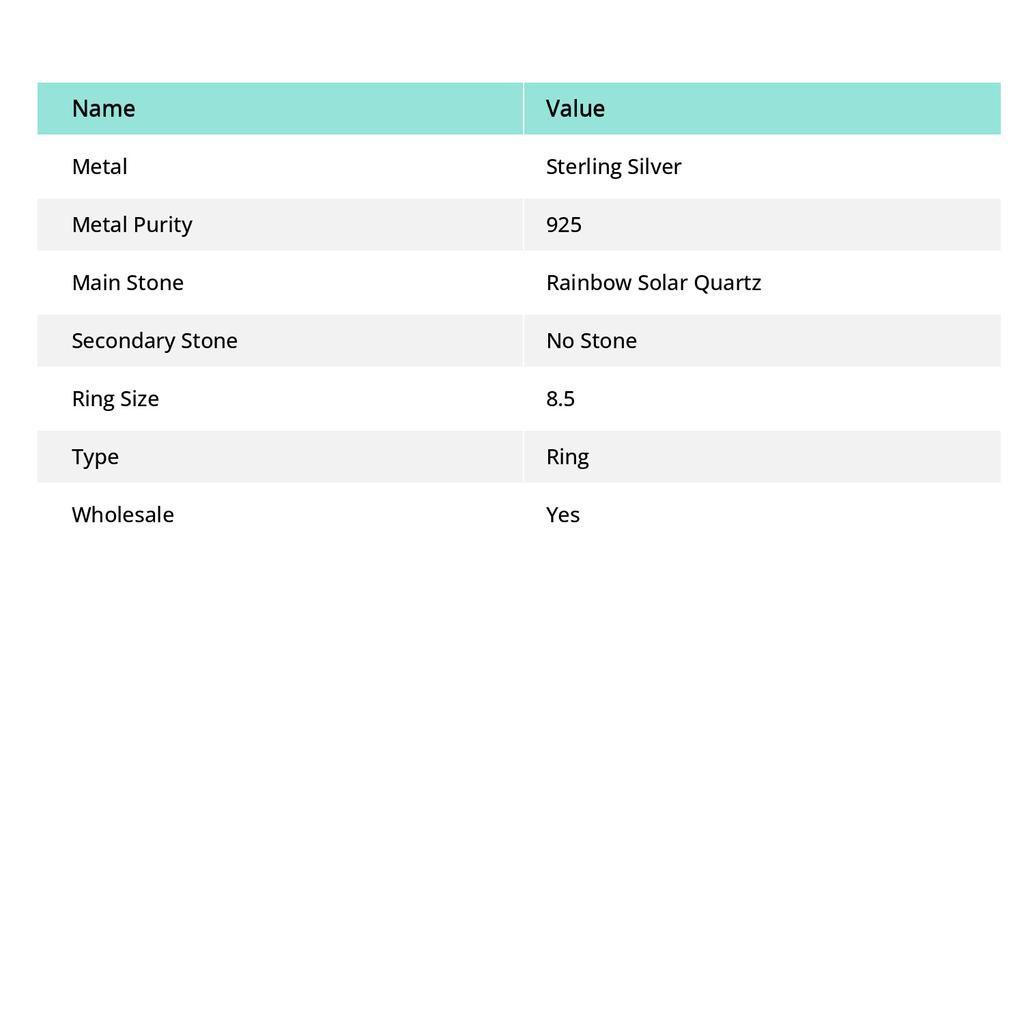 Natural Rainbow Solar Quartz 925 Sterling Silver Jewelry Ring Size 8.5 D7P12