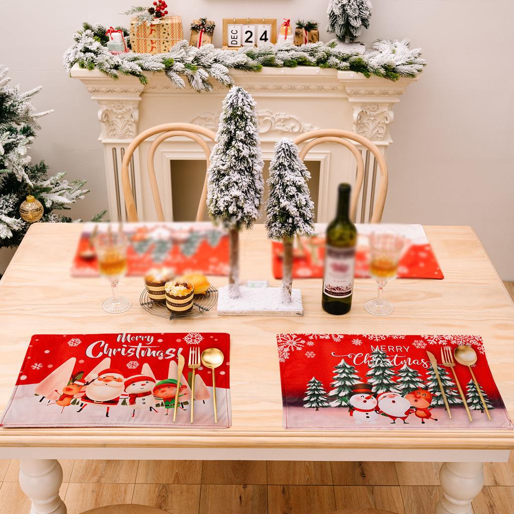 Christmas Series Creative Printed Meal Mat Cartoon Elderly Table Mat Christmas Tablecloth Mat
