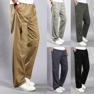 Cargo-Hose für Herren, mit Fleece gefütterte Jogginghose für Herren, offener Boden, gerades Bein, lockere Passform, Baggy Athletic Jogger-Hose